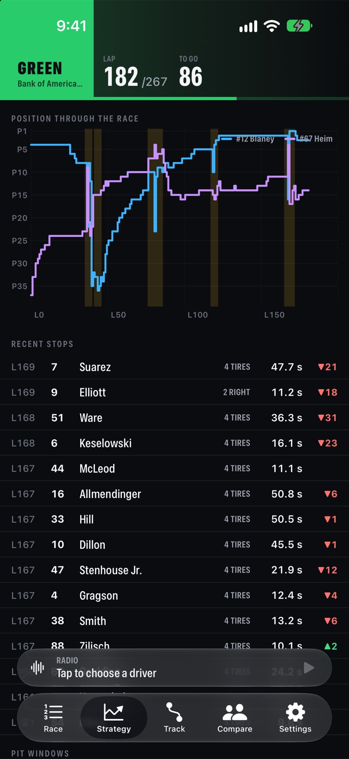 Strategy page on iPhone